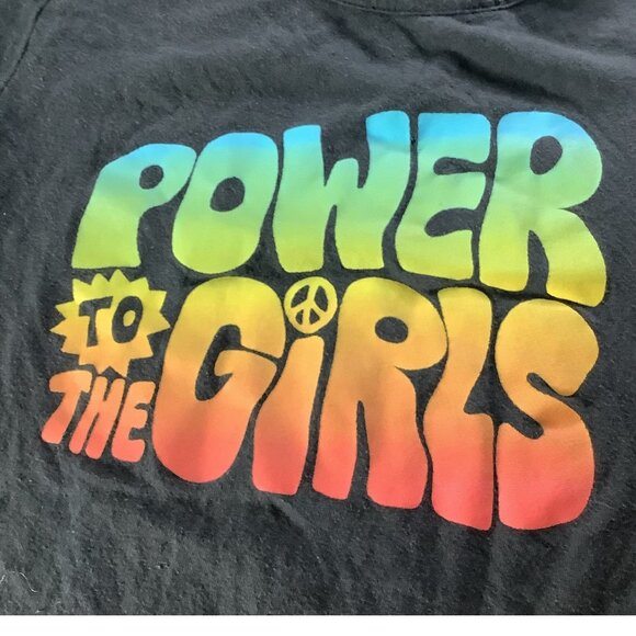 Old Navy Girls Black Graphic Tee "Power To The Girls" Design Short Sleeve M (8) - Picture 6 of 8